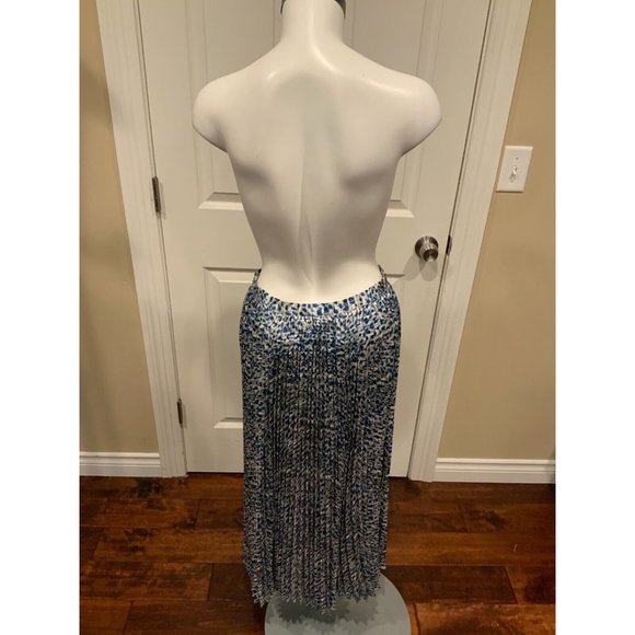Hunter Bell Blue & Silver Leopard Print "Piper" Pleated Midi Skirt, Size 4, NWT! - Picture 6 of 7
